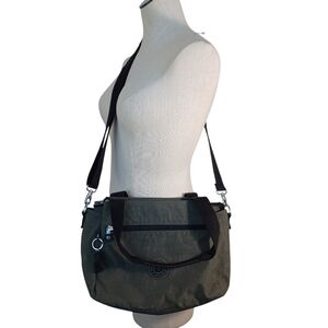 Kipling Bag Gray Black Shoulder Handbag Tote Live Light Elysia Satchel